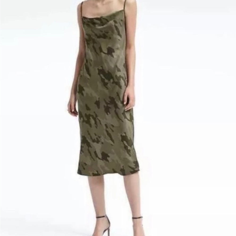 Banana Republic Satin Camo Midi Dress